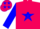 Hot pink, blue star, hot pink stars on blue sleeves