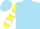 Sky blue, yellow sun, white hoops on sleeves