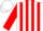 White, red 'v', red stripes on sleeves, white cap