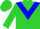 Lime, blue 's' on lime and blue triangular panel, lime cap