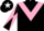 Black, pink chevron, diabolo on sleeves, black cap, white star