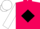 Hot pink, black pvc on black framed white diamond, black diamond seam on white sleeves, white cap