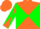 Orange, green  diagonal quarters, orange and green diagonal quarters on slvs