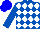 Royal blue and white diamonds, blue cap