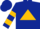 Dark blue, gold triangle, gold hoops on sleeves