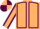 Beige body, garnet seams, beige arms, garnet seams, garnet cap, beige quartered