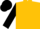 Gold, black circled 's', black sleeves, black cap