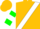 Gold, green and white sash, green and white 'r/c', green bars on sleeves