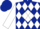 Dark blue,white diamond on front & back,diamonds down sleeves