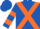 Royal blue,  orange cross sashes, orange bars on sleeves, royal blue cap