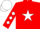 Red, white star, diamonds on sleeves, white cap