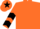 Orange, black chevrons on sleeves, orange cap, black star