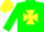 Green, yellow Maltese cross and cap
