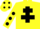 Yellow, black cross of lorraine, yellow sleeves, black spots and cap