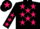 Black body, rose stars, black arms, rose stars, black cap, rose star