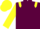 Garnet body, yellow epaulettes, yellow arms, yellow cap