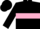 Black, shocking pink hoop and armbands, black cap, shocking pink peak