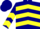 Navy blue, yellow chevrons, yellow chevrons on sleeves