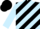 Black, light blue diagonal stripes, light blue sleeves, black cap