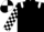 Black, white epaulettes, checked sleeves, quartered cap
