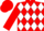 Red, 'ken' on white diamonds, white diamond stripe down sleeves