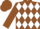 Brown, white horseshoe emblem, white diamonds on brown sleeves, brown cap