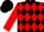 Black, white 'b' in red diamonds, red diamond stripe and cuffs on sleeves, black cap