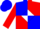 Blue and red quarters, red 'tnt' on white diamond, blue and red opposing sleeves, blue cap