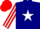 Navy blue, white star, red and white striped sleeves, red cap