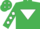 Emerald green, white inverted triangle, diamonds on sleeves and cap