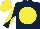 Dark blue, yellow disc, diabolo on sleeves, yellow cap