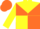 Fluorescent orange, neon yellow yoke and 'tor', fluorescent orange and neon yellow quartered sleeves, fluorescent orange cap