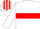 White, red hoop, red armlet, striped cap