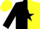 Black and yellow halves,black star yellow cap