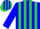 Blue, lime stripes, blue sleeves