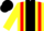 Yellow, Red braces, black panel, Black cap