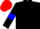 Black, blue armlets, red cap