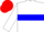 White, blue maple leaf hoop, blue sleeve, red cap