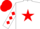 White, red star, diamonds on sleeves, red cap