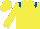 Yellow, royal blue epaulettes, yellow sleeves and cap