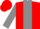 Red, grey stripe, grey collar and sleeves