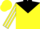 Yellow,black yoke,white stripe on sleeves,yellow cap