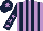 Mauve and dark blue stripes, dark blue sleeves, mauve stars, dark blue cap, mauve star