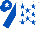 White, royal blue stars and sleeves, royal blue cap, white star