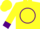 Yellow, purple 'dd'in circle, purple cuffs