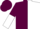 Maroon, white 'k&j stables', maroon and white sleeve halves