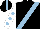 Black, light blue sash, light blue dots on white sleeves, light blue stripe on black cap