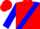 Red, blue sash, blue bands and cuffs on sleeves