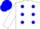 White, blue dots, blue cap