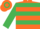 orange, emerald green hoops and sleeves,orange cuffs, hooped cap